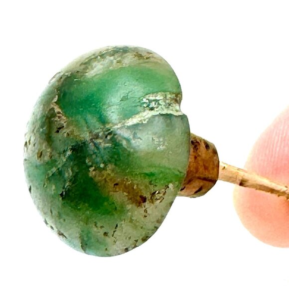 Antique Snuff Bottle Hand-Painted Ceramic With Jade Stopper & Floral Bird Design - Picture 4 of 13